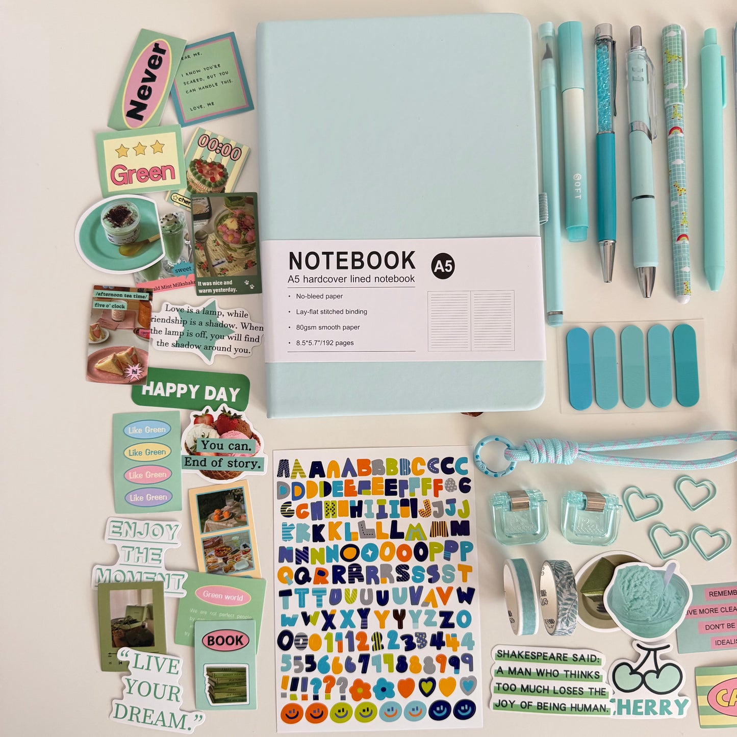 Mint stationery set