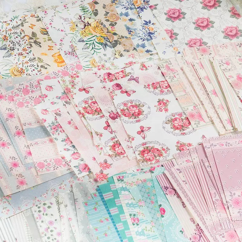 Flower Wedding Dress Scrapbook Paper – 6 Colors