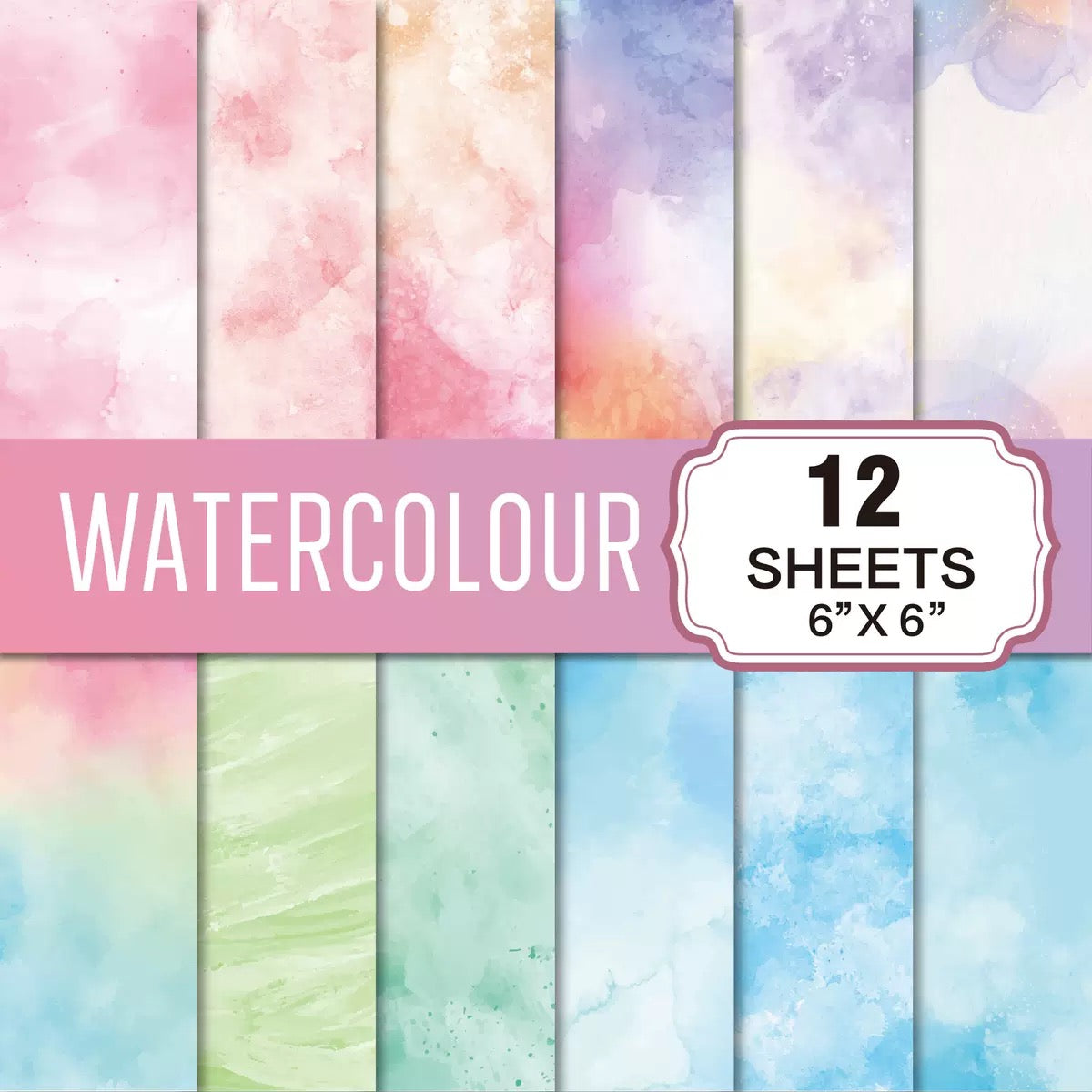 Watercolour Paper Pack · 12 Sheets 6×6” | Scrapbooking Paper