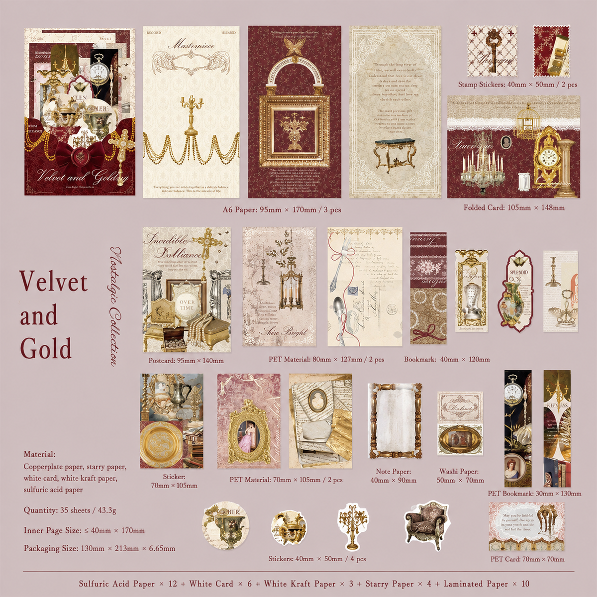 Vintage Ephemera Paper Pack – 35 Sheets for Scrapbooking & Journaling