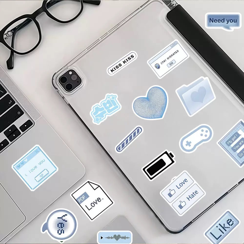 Blue Aesthetic Stickers Pack – 100pcs