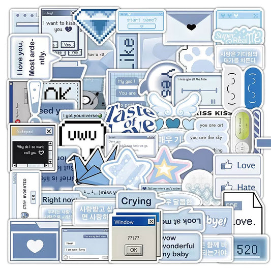 Blue Aesthetic Stickers Pack – 100pcs